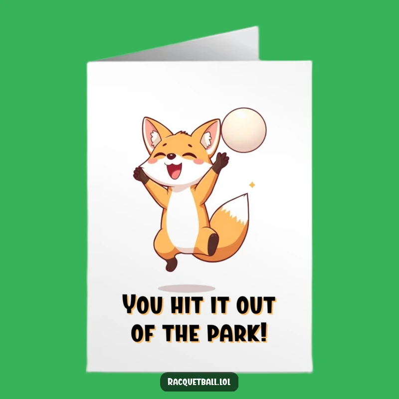 Free Printable Congrats Card: Triumphant Fox Ball Player for a Winning Downloadable Gift