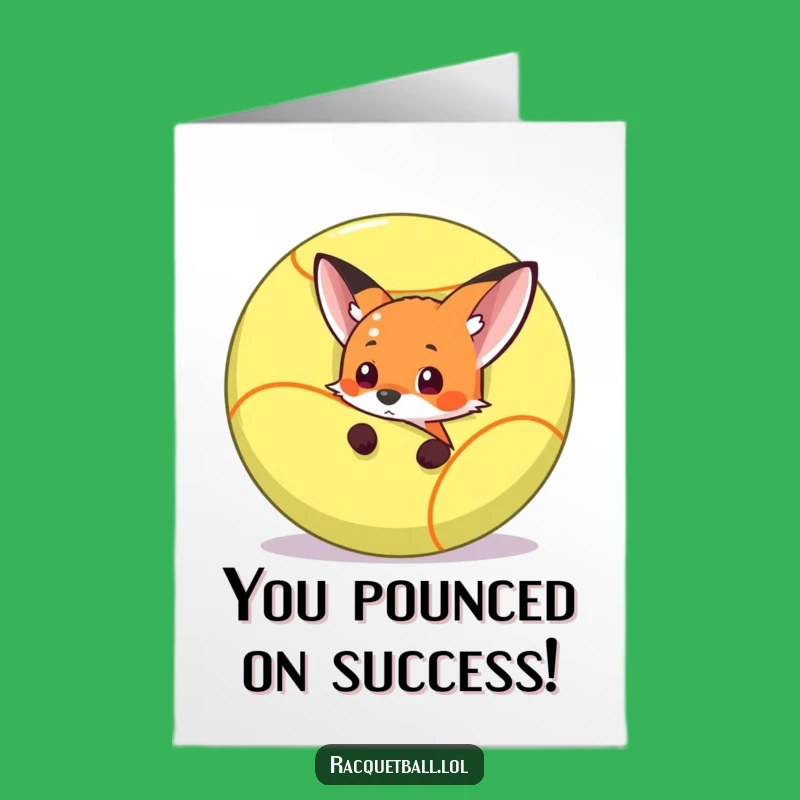 Free Printable Funny Fox Congratulations Card - Racquetball Victory Surprise Downloadable Gift