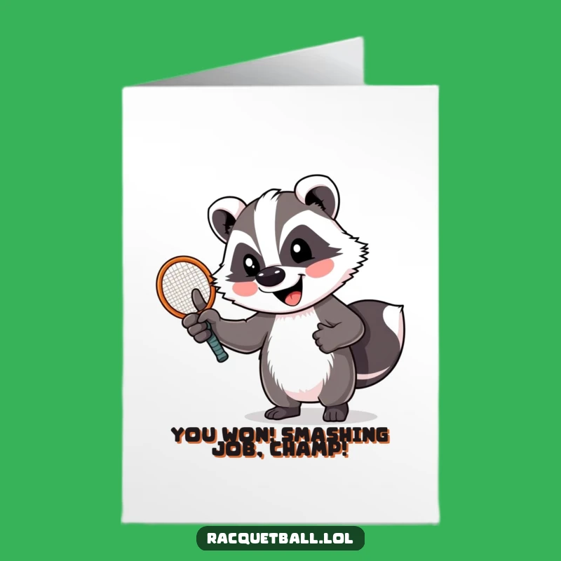 Free Printable Congrats Card: Hilarious Badger Thumbs Up Racquet for Wins & Achievements