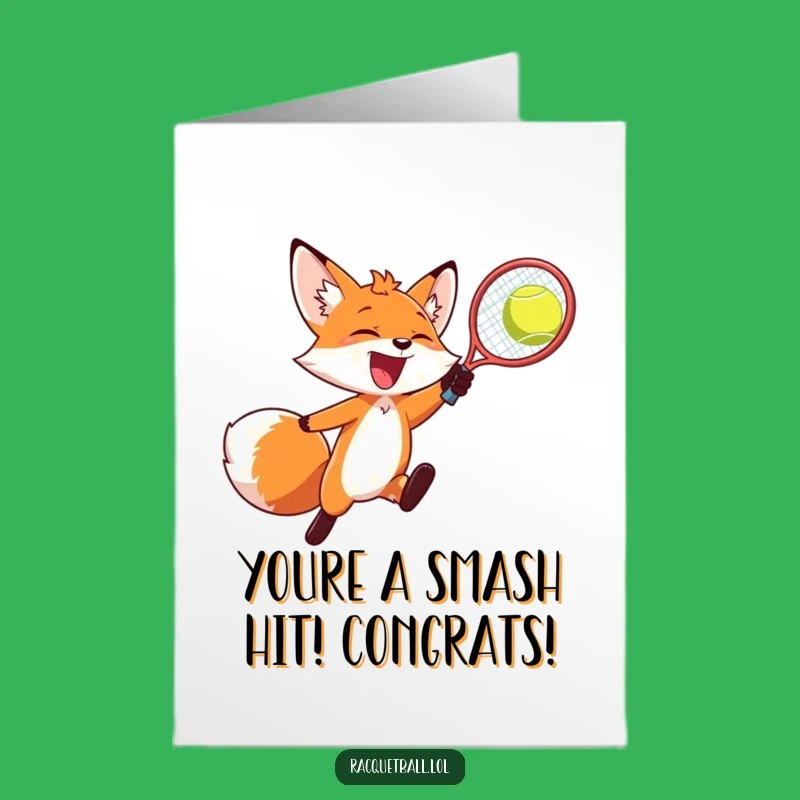 Free Printable Funny Fox Racquetball Congrats Card - Dynamic Downloadable Achievement!