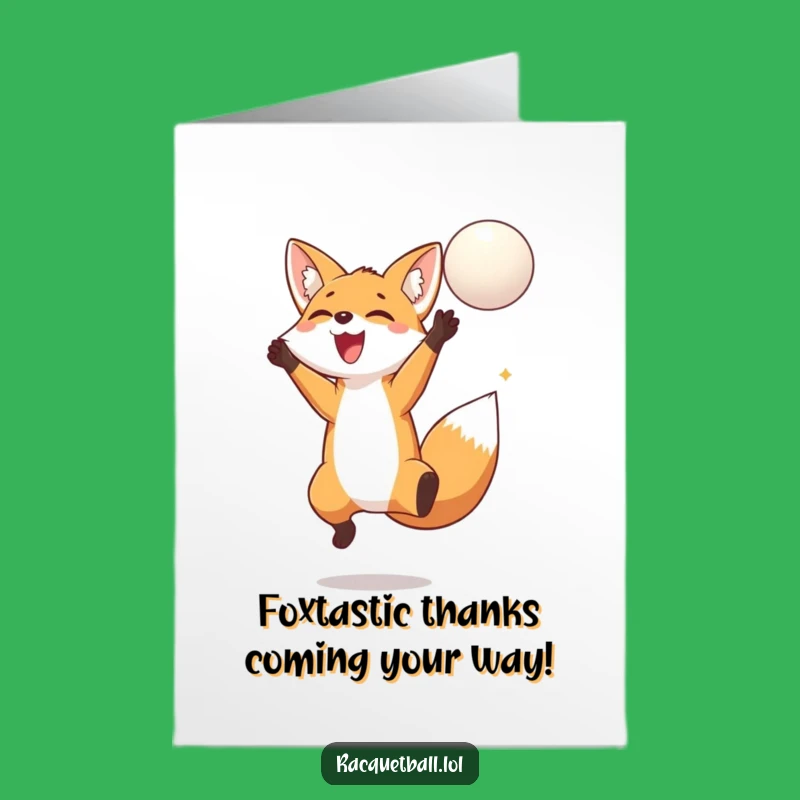 Free Printable Thank You Card: Grateful Fox Ball Enthusiast for a Thankful Downloadable Gift