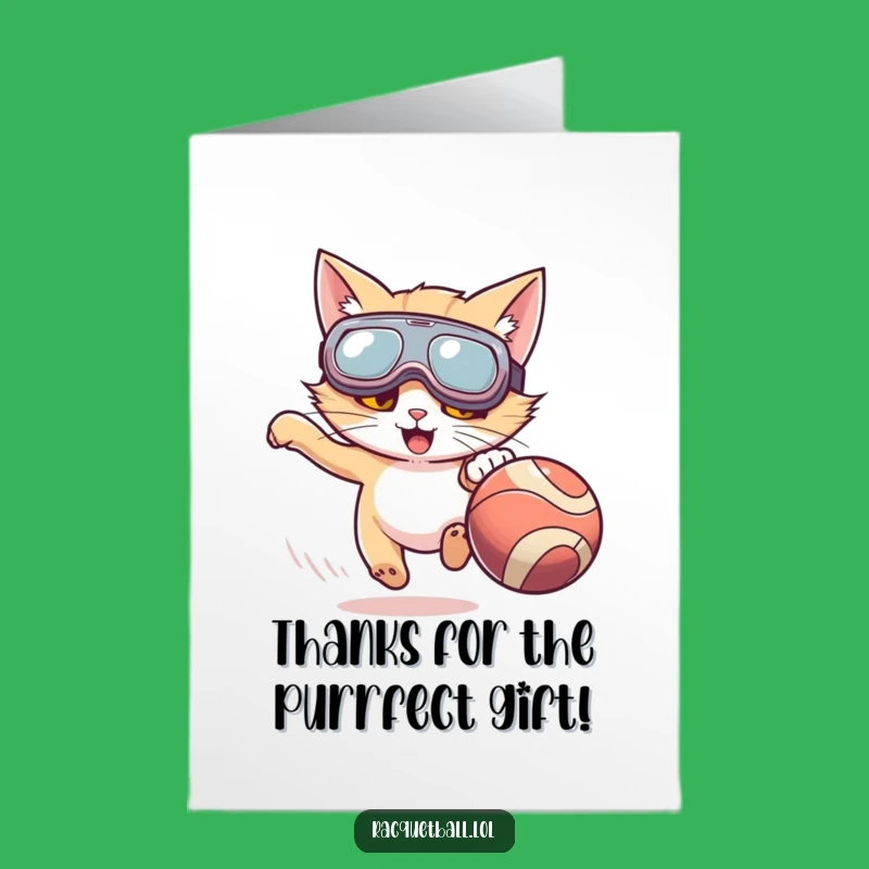 Free Printable Thank You Card: Goggle Cat's Speedy Thanks - Humorous Download