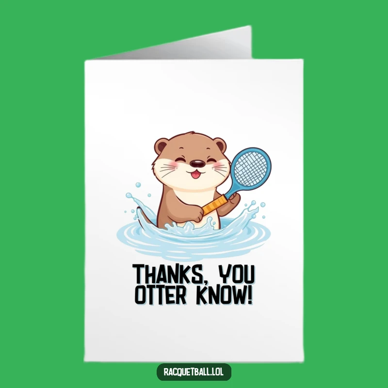 Free Printable Thank You Card Happy Otter Tennis Splash Downloadable