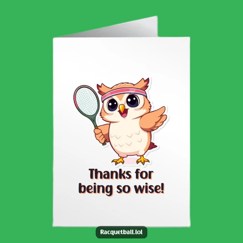 Free Printable Thank You Card: Owl Tennis Ace Thanks Funny Digital Gift