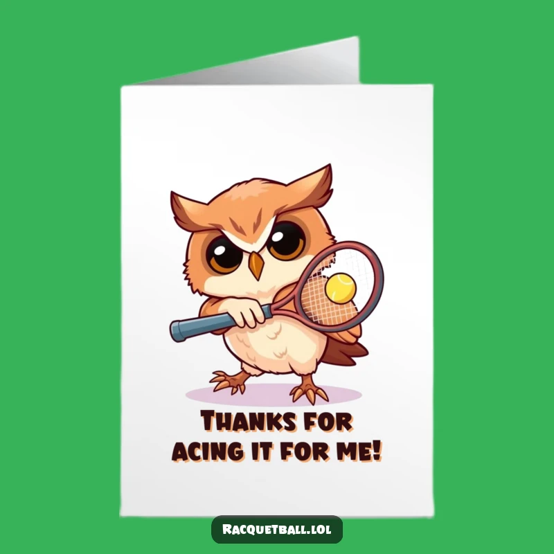Free Printable Owl Racquetball Thank You Card: Sporty DIY Downloadable Gratitude