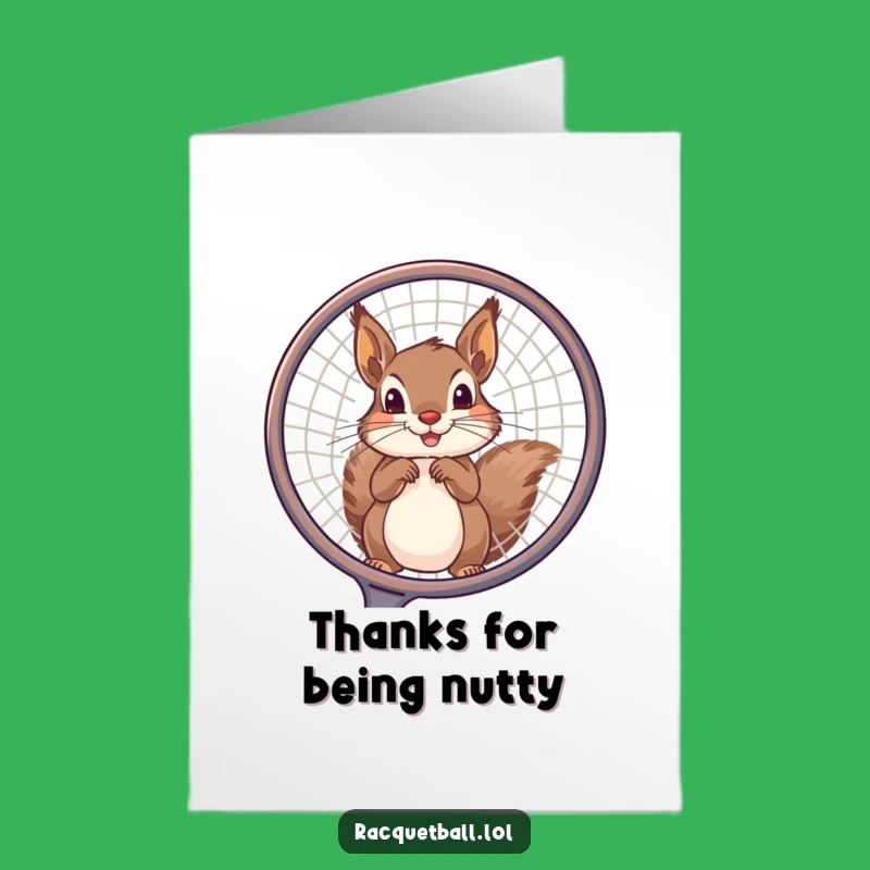 Free Printable Thank You Card: Squirrel Racquet Peek for a Cheeky, Funny Downloadable