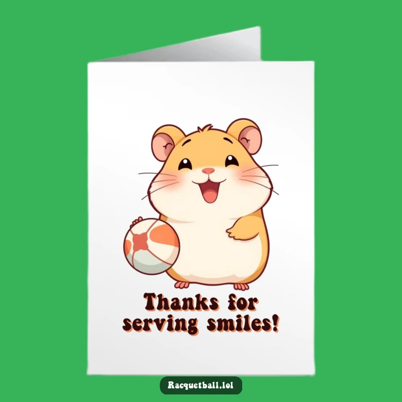 Free Printable Thank You Card: Smiling Hamster Tennis Player, Heartfelt Downloadable Gift!