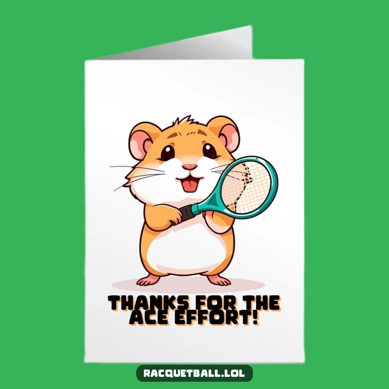 Free Printable Funny Hamster Tennis Thank You Card - Unique DIY Downloadable
