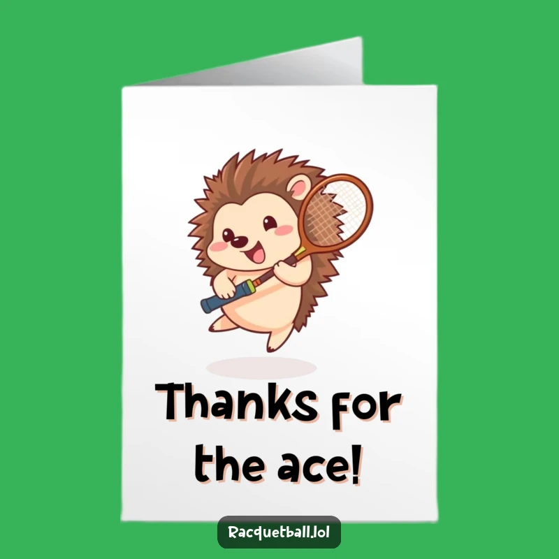 Free Printable Thank You Card Funny Tennis Hedgehog Downloadable