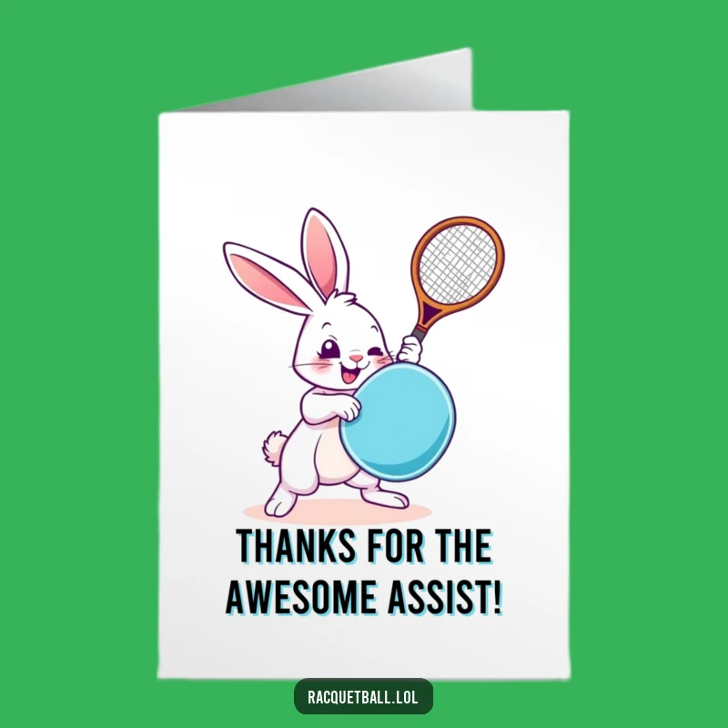 Free Printable Thank You Card: Goofy Rabbit Racquetball Player, Heartfelt Downloadable Gift!