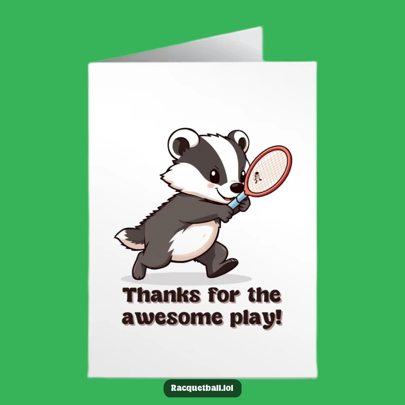 Free Printable Thank You Card Intense Badger Tennis Ace Downloadable