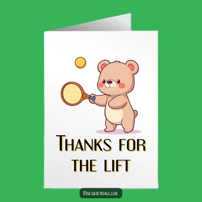 Free Printable Thank You Card: Bear Tennis Player, Funny Gratitude Greeting