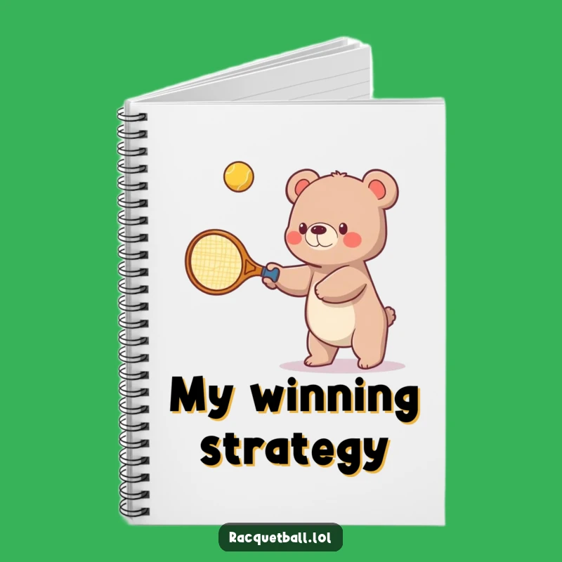 Funny Bear Tennis Notebook - Oversized Racquet Journal