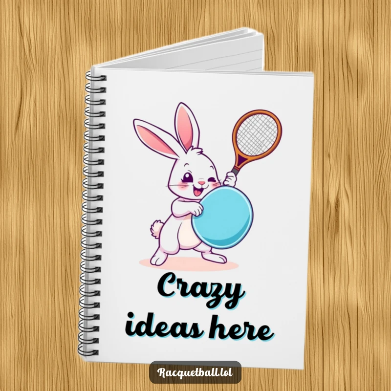 Funny Rabbit Notebook: A playful rabbit swinging a racquetboard adorns this notebook, inspiring funny thoughts and creative notes.