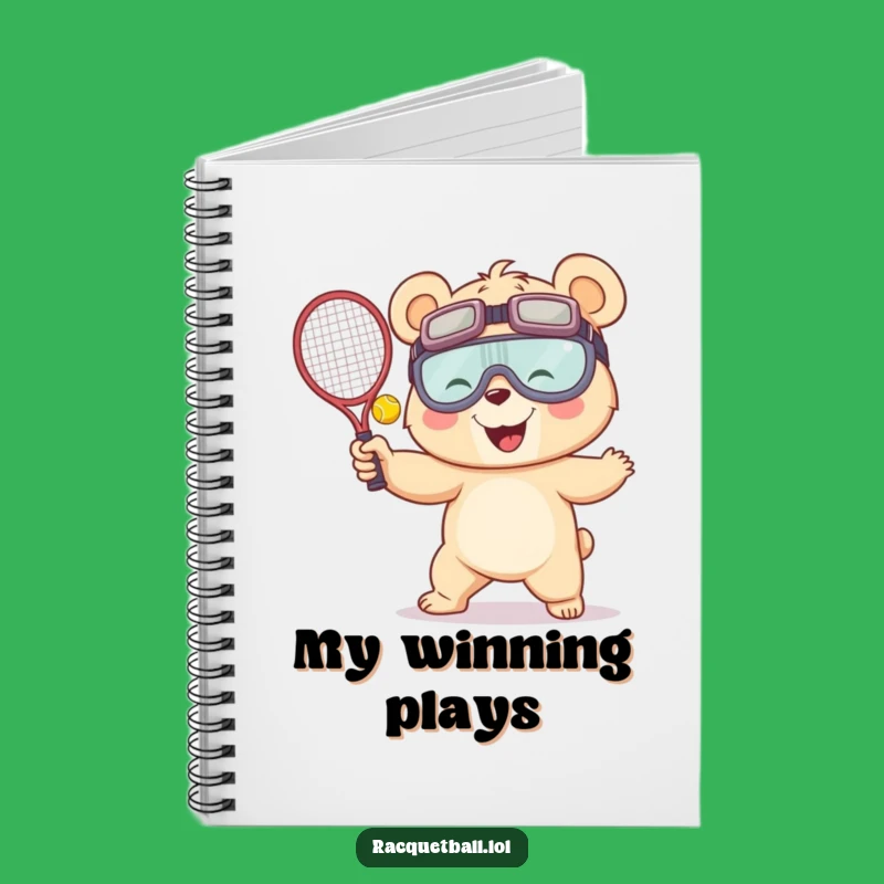 Funny Racquetball Bear Notebook - Giggling Serve Journal Gift