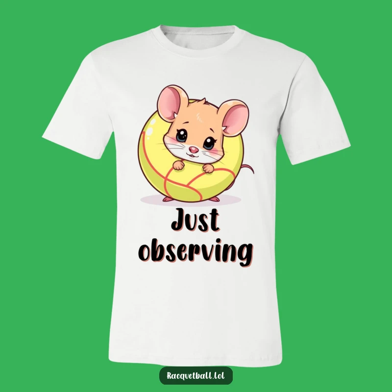 Funny Shy Mouse Racquetball T-Shirt - Timid Gamer Apparel & Gift