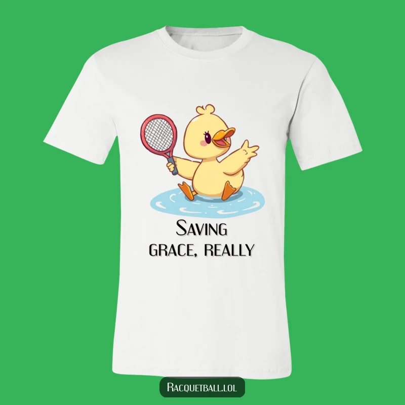 Funny Duck Tennis T-Shirt: Dramatic Duck Saves Ball, Great Funny Gift