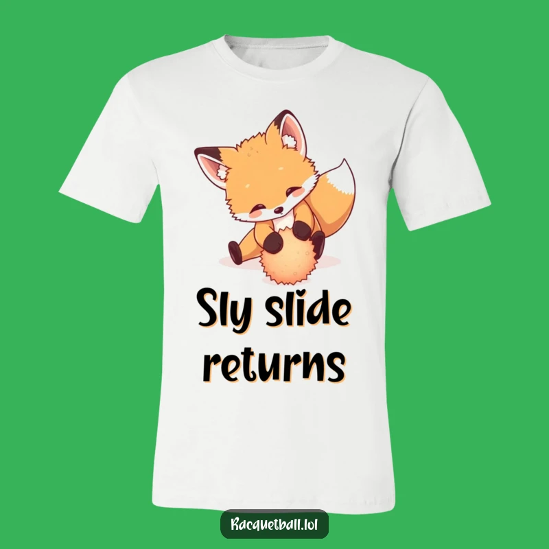 Funny Fox Tennis T-Shirt: Playful Cub's Dramatic Slide for Stylish Fun Gift