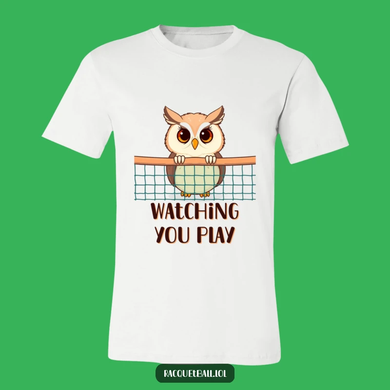 Funny Owl T-Shirt: Curious Racquetball Fan Tee, Perfect Gift