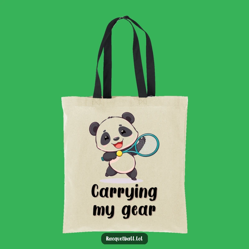 Funny Panda Tennis Tote Bag - Joyful Bear Carry-All for Daily Fun