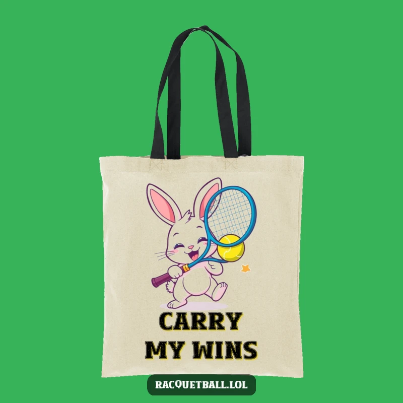 Funny Bunny Racquetball Tote Bag - Spacious & Energetic Carry-All