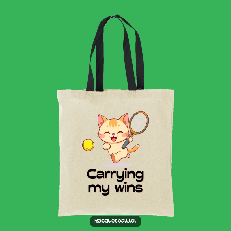 Funny Cat Tennis Tote Bag: Happy Athlete, Your Favorite Funny Gift