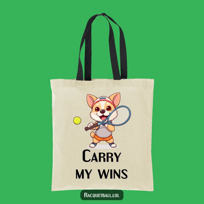 Funny Dog Tennis Tote Bag: Determined Pup Smashes Ball, Practical Funny Gift