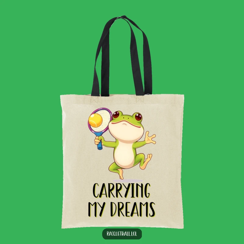 Funny Frog Tennis Tote Bag: Leaping Racquet Carrier, Great Humorous Gift