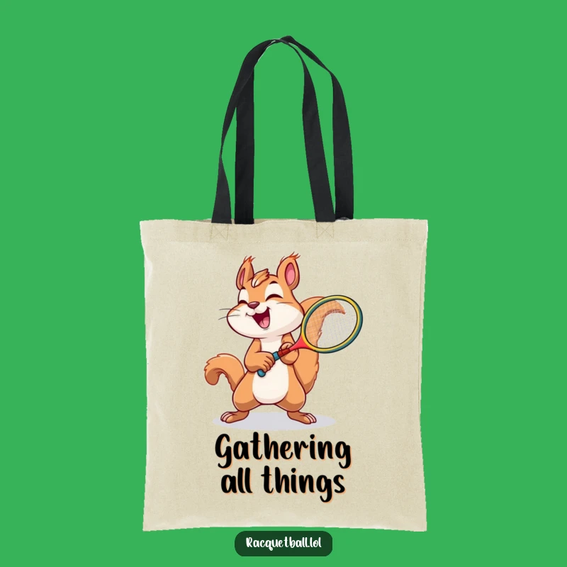 Funny Squirrel Tennis Tote Bag: Joyful Squirrel Plays Tennis, Practical Funny Gift