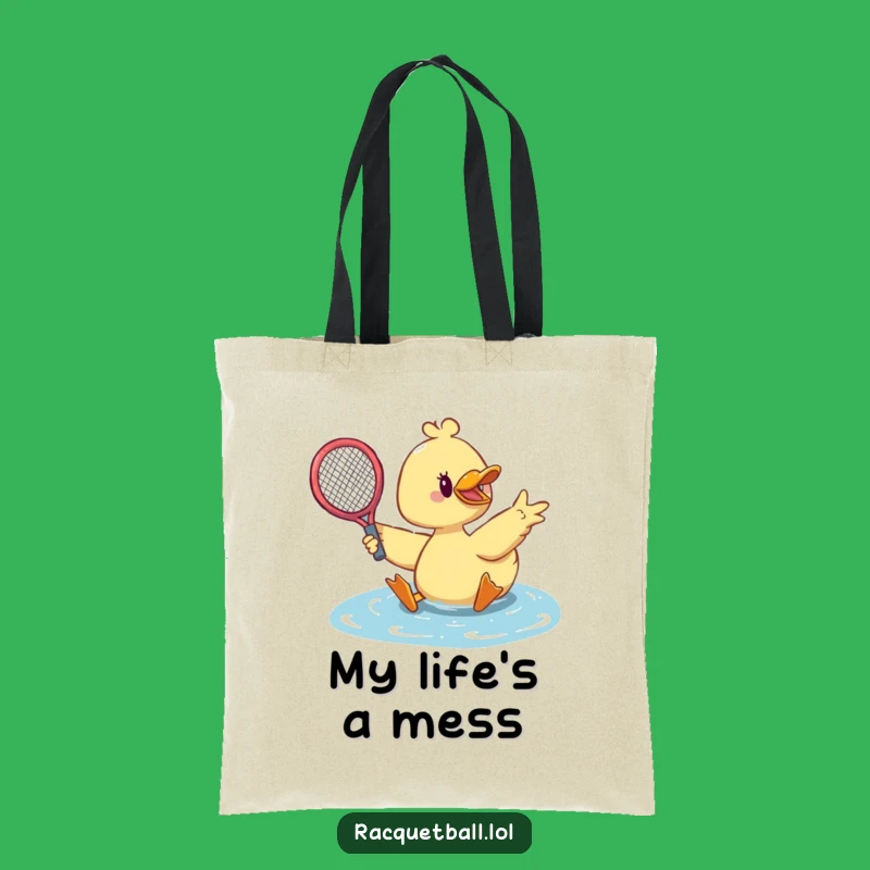 Funny Duck Tennis Tote Bag: Dramatic Duck Saves Ball, Practical Funny Gift