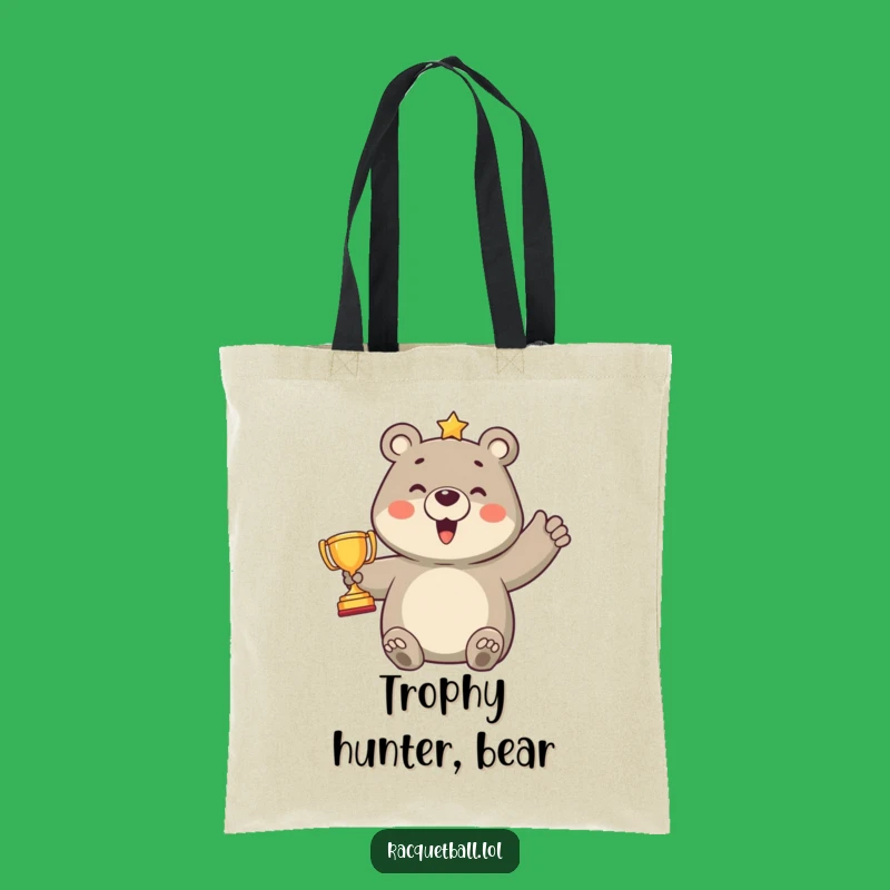 Funny Bear Trophy Tote Bag: Carry Your Wins, Hilarious Sports Fan Accessory